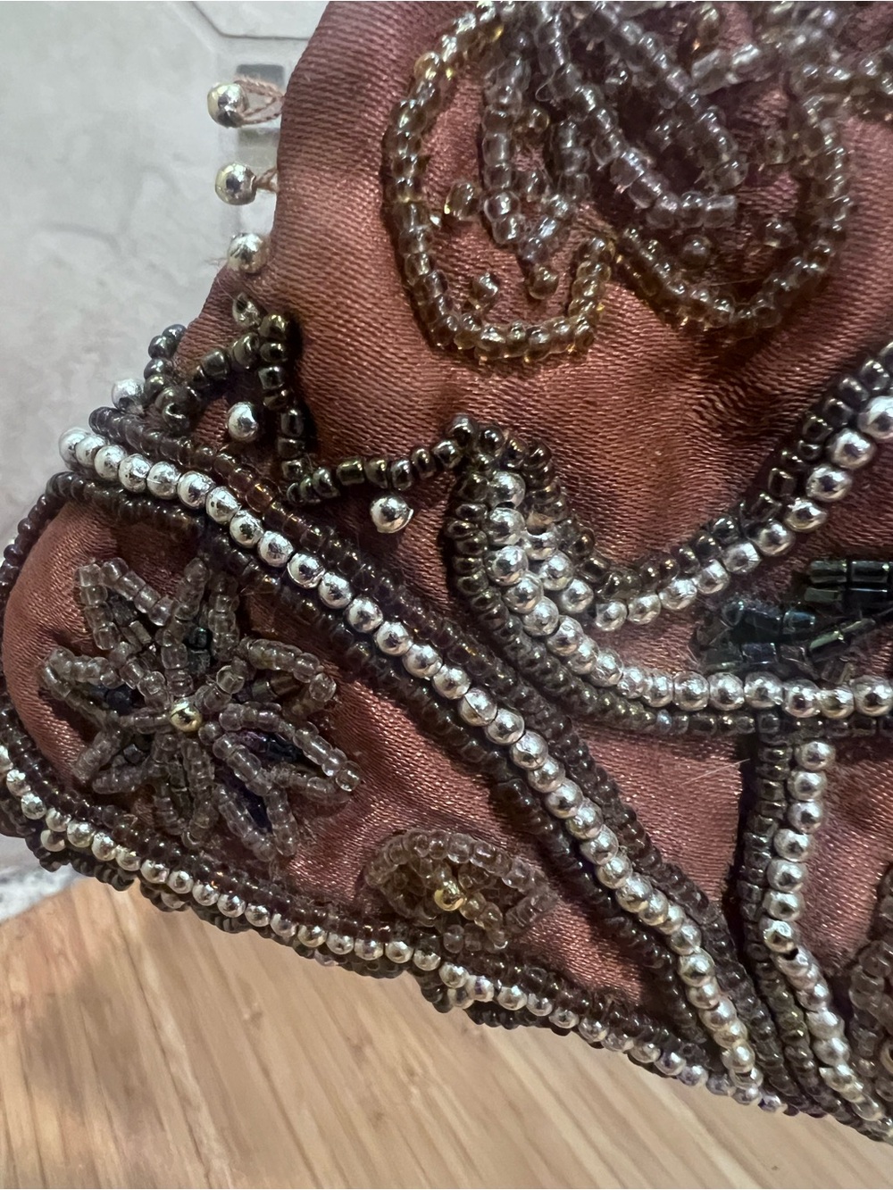 Source Unknown Brown Beaded Evening Clutch with Metallic Accents - Picture 5 of 15